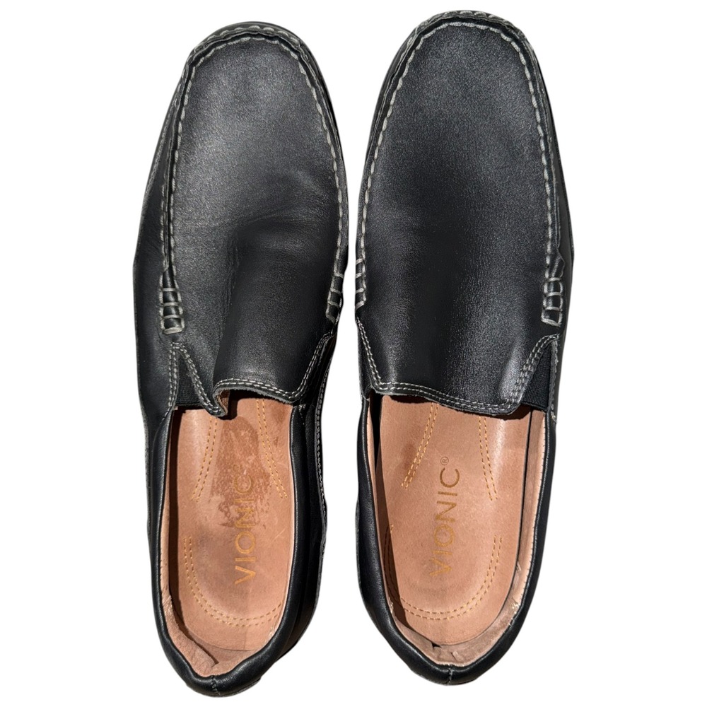 Vionic Preston Leather Loafers‎ Men's 11.5 Black Slip On Comfort Shoes